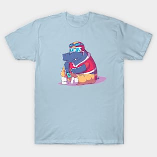 Gamer Hippo // Funny Animals Playing Video Games T-Shirt